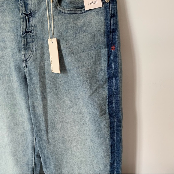 SZ14W WARP + WEFT ICICLE CDG PARIS STRETCH HIGH-RISE STRAIGHT JEAN TUXEDO STRIPE - Picture 8 of 14